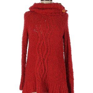 Moth Oversized Red Cowl Sweater Cotton Blend